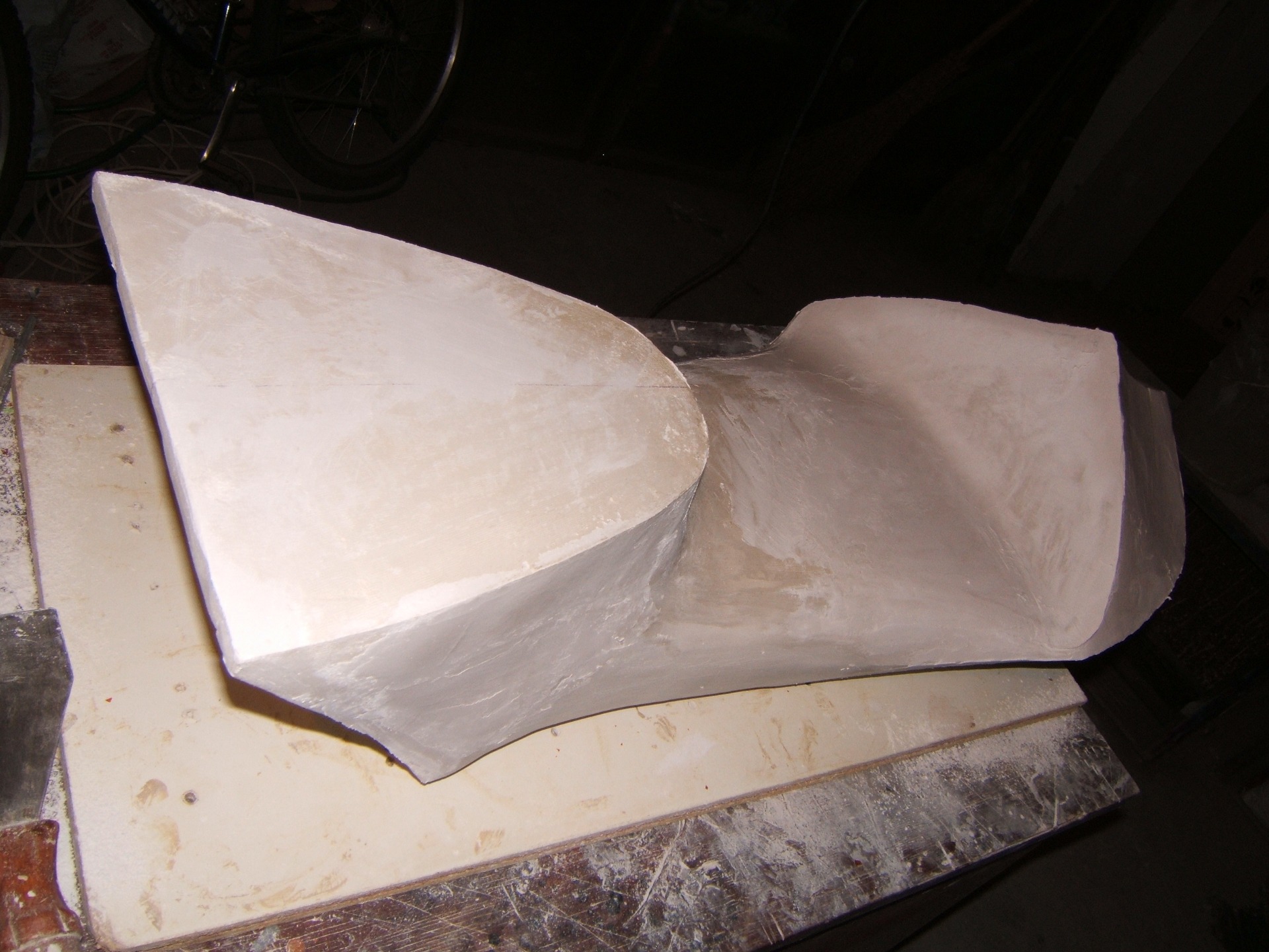 Clay and gypsum handcrafted prototype fairing model